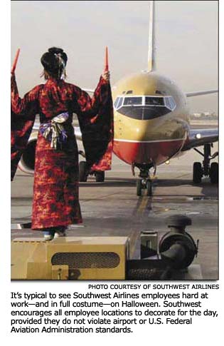 Southwest employee dressed from Halloween