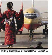 Southwest employee dressed from Halloween