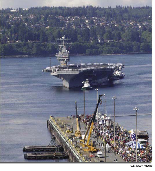 USS Abraham Lincoln arriving in Everett, Wash.