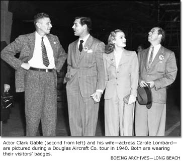 Actor Clark Gable (second from left) and his wife—actress Carole Lombard—are pictured