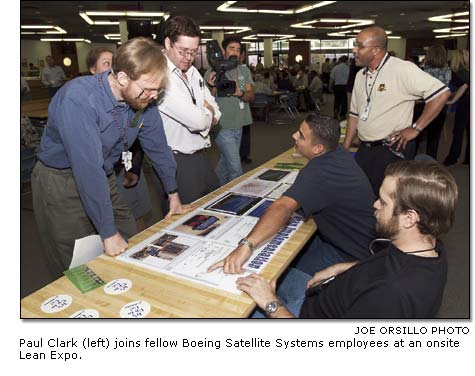 Boeing Satellite Systems employees at an onsite Lean Expo