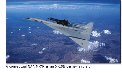 A conceptual NAA M-70 as an X-15B carrier aircraft