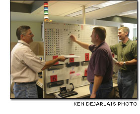 Dave Walbridge, Kurt Linder and Brian Oelke demonstrate their new Lean process