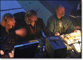 Boeing Video Services team members (right photo, from left) Randi Zink, Linda Couvion and Chris Pearsall.