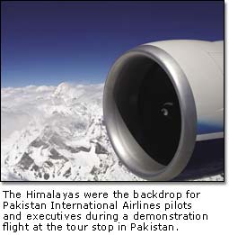 Himalayan backdrop during a demonstration flight