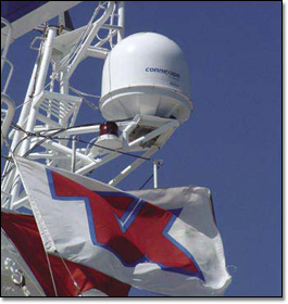 radome containing the Connexion by Boeing Maritime Services antenna