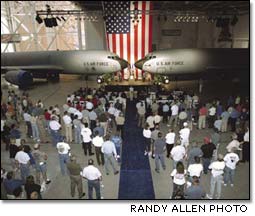 420th re-engined KC-135R aircraft during ceremonies 