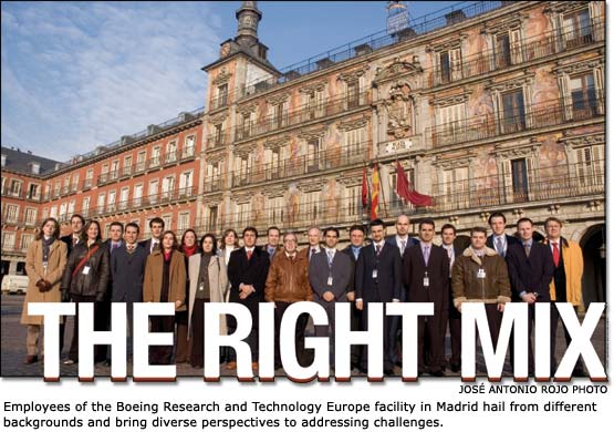 Employees of the Boeing Research and Technology Europe facility in Madrid