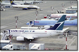 737 airplanes on the flight line at Boeing Field