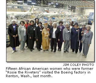 Fifteen African American women who were former Rosie the Riveters at the Renton, Wash., factory