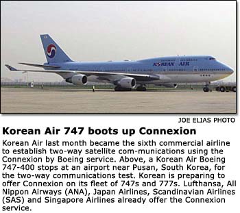 Korean Air 747 boots up Connexion