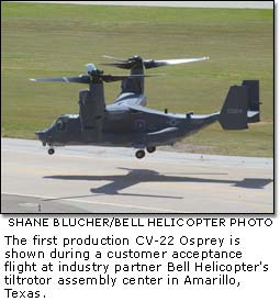 1st production CV-22 delivered, Osprey gets full-rate OK