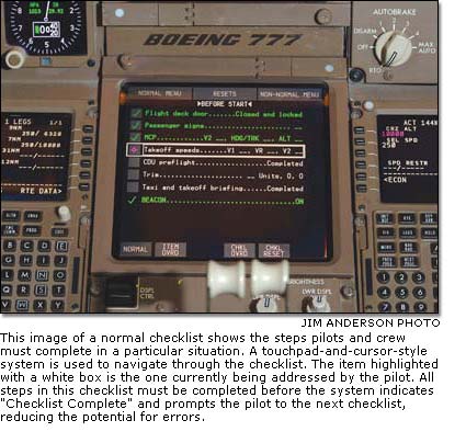 A normal checklist showing the steps pilots and crew must complete in a particular situation