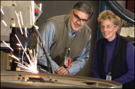 Steve Schaffer and Carolyn Corvi tour of the Exotic Metals
plant in Kent, Wash.,